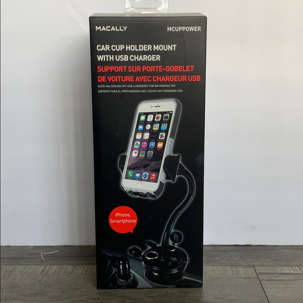 Macally Car Cup Holder Mount with USB Charger